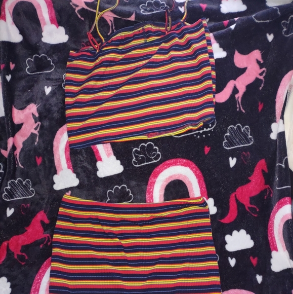 Rainbow Striped Ribbed Skirt Set - Picture 9 of 12